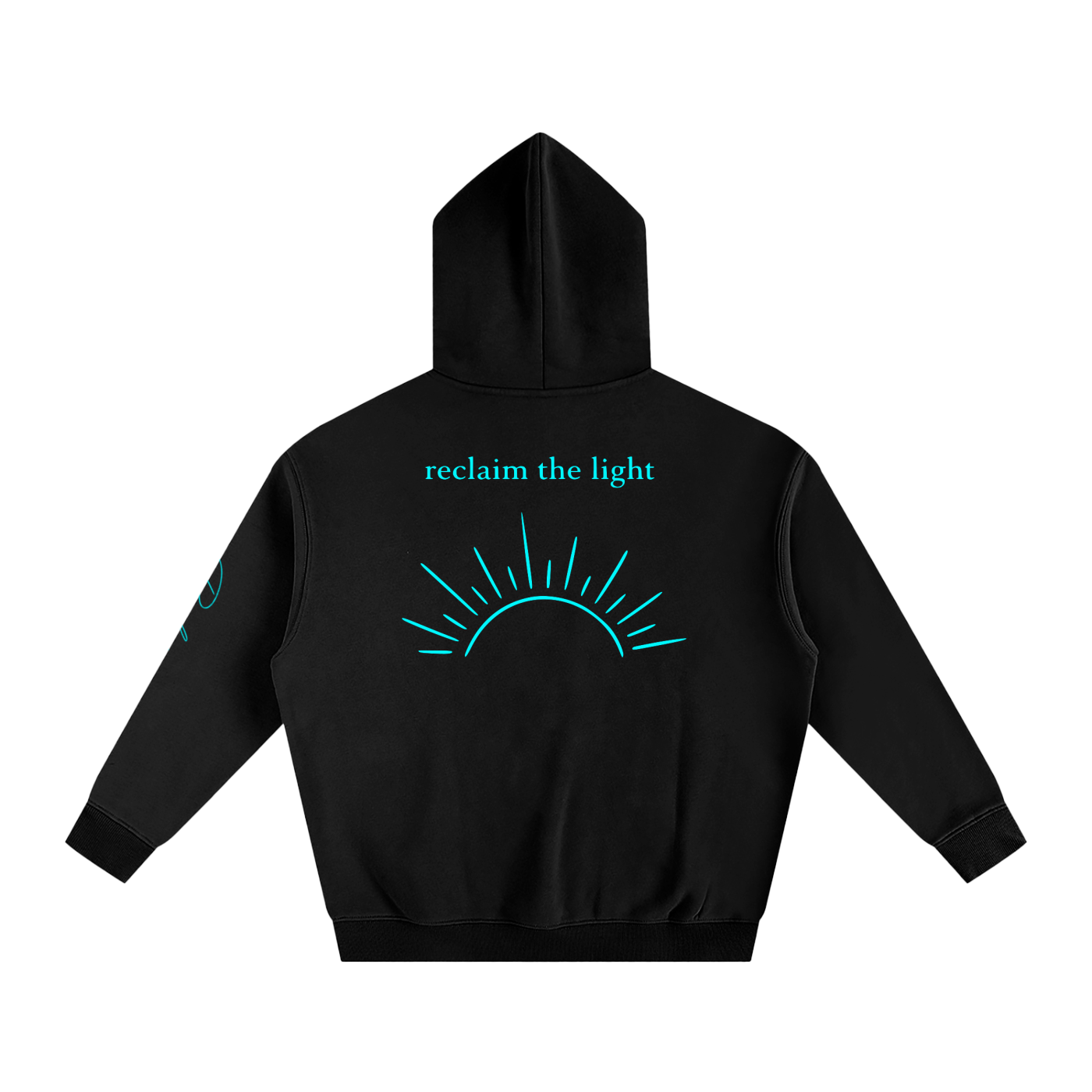 Sun Oversize Fleeced Hoodie Black/Teal