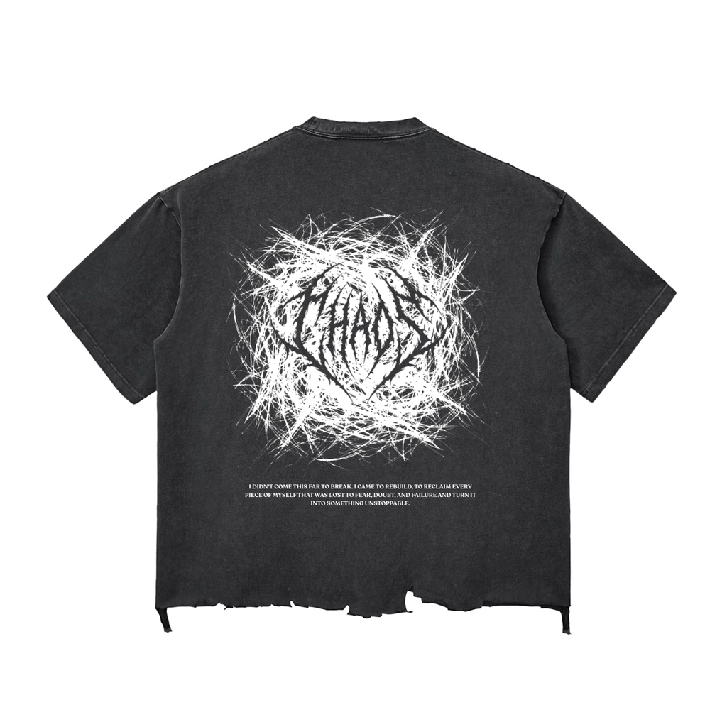 Chaos Snow Wash Boxy Shirt Black (Ripped)