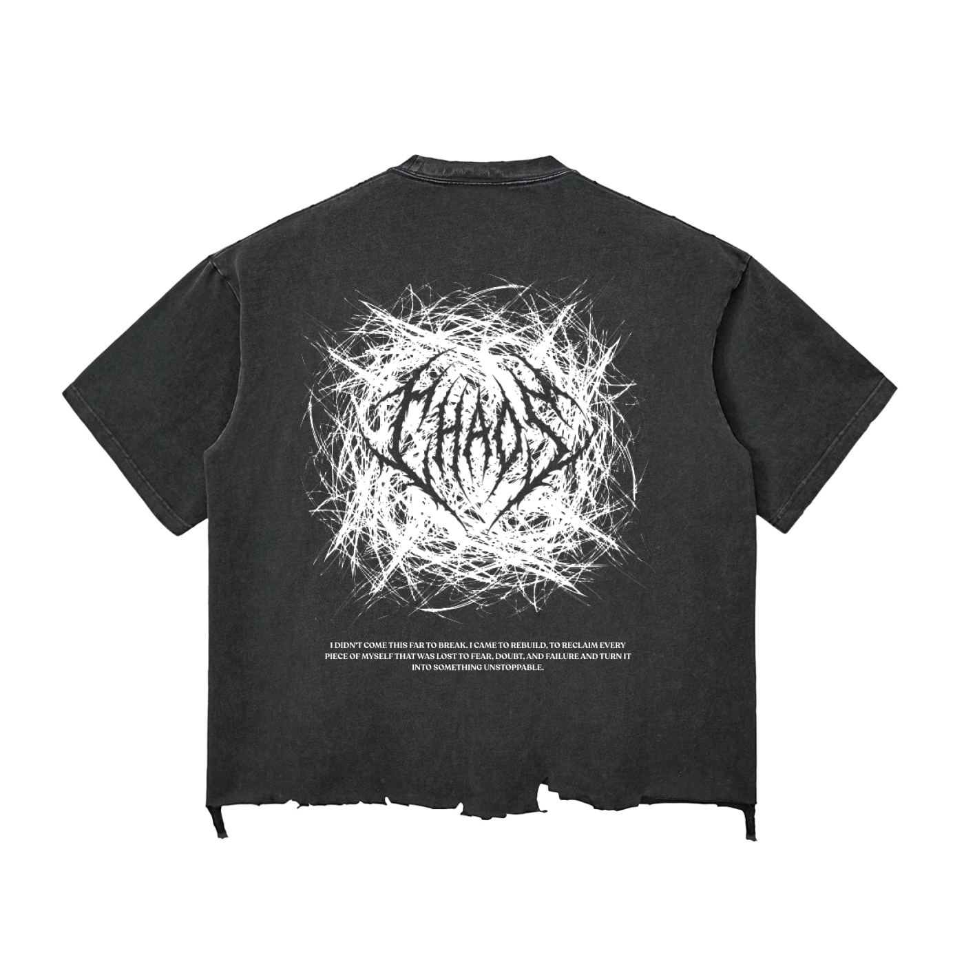 Chaos Snow Wash Boxy Shirt Black (Ripped)