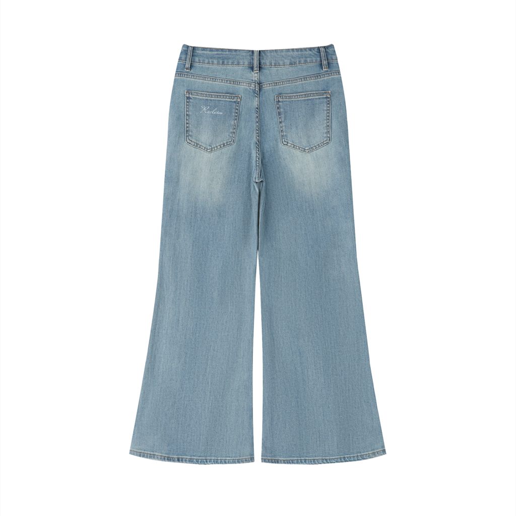 Vintage Wash Flared Leg Jeans