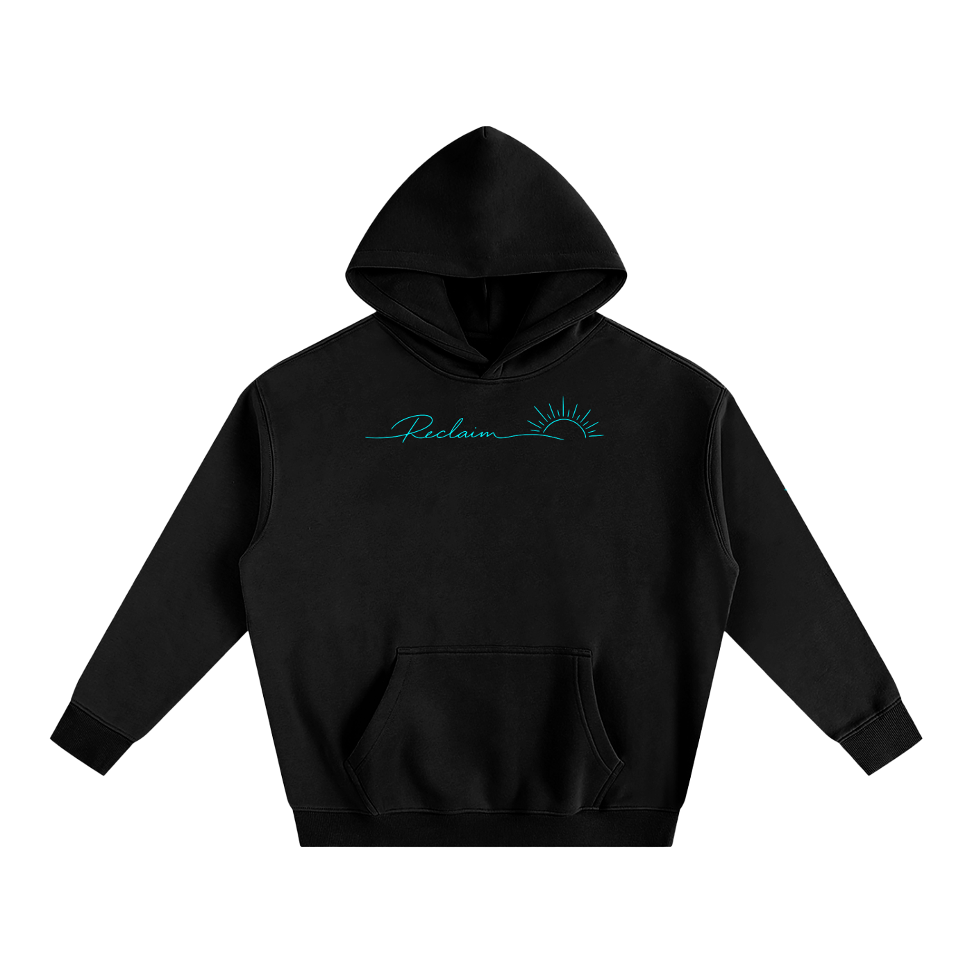 Sun Oversize Fleeced Hoodie Black/Teal