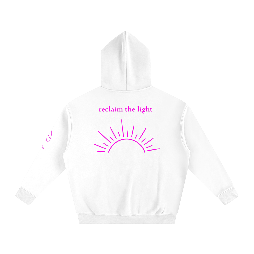 Sun Oversize Fleeced Hoodie White/Pink