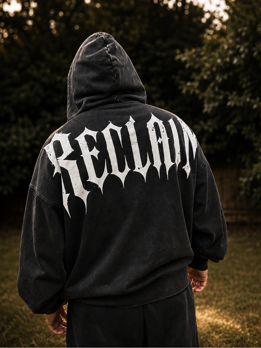 Gothic Snow Wash Full-Zip Hoodie