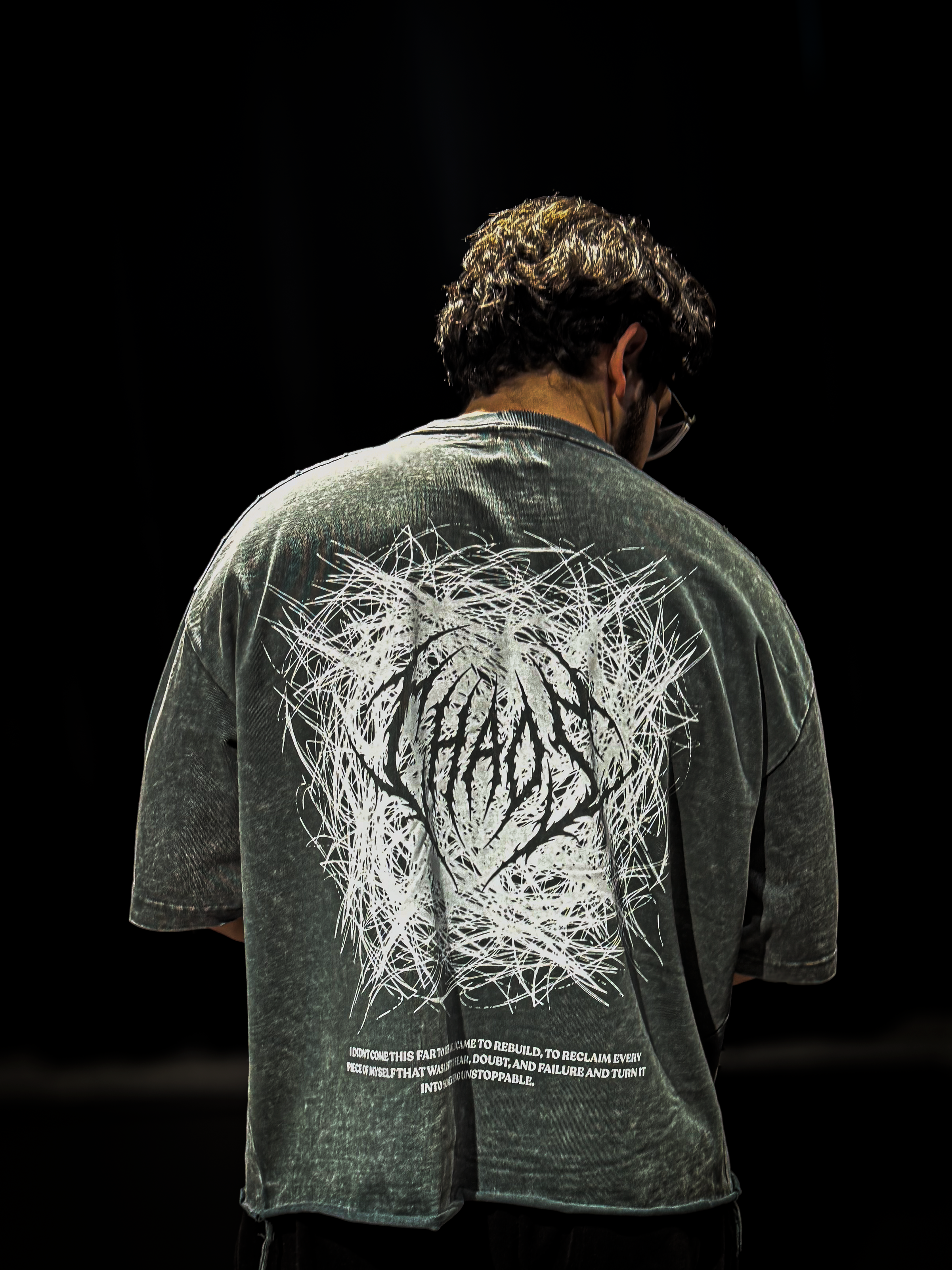 Chaos Snow Wash Boxy Shirt Grey (Ripped)
