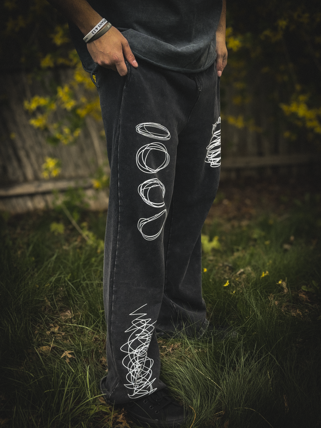 Chaos Snow Wash Heavyweight Sweatpants Black