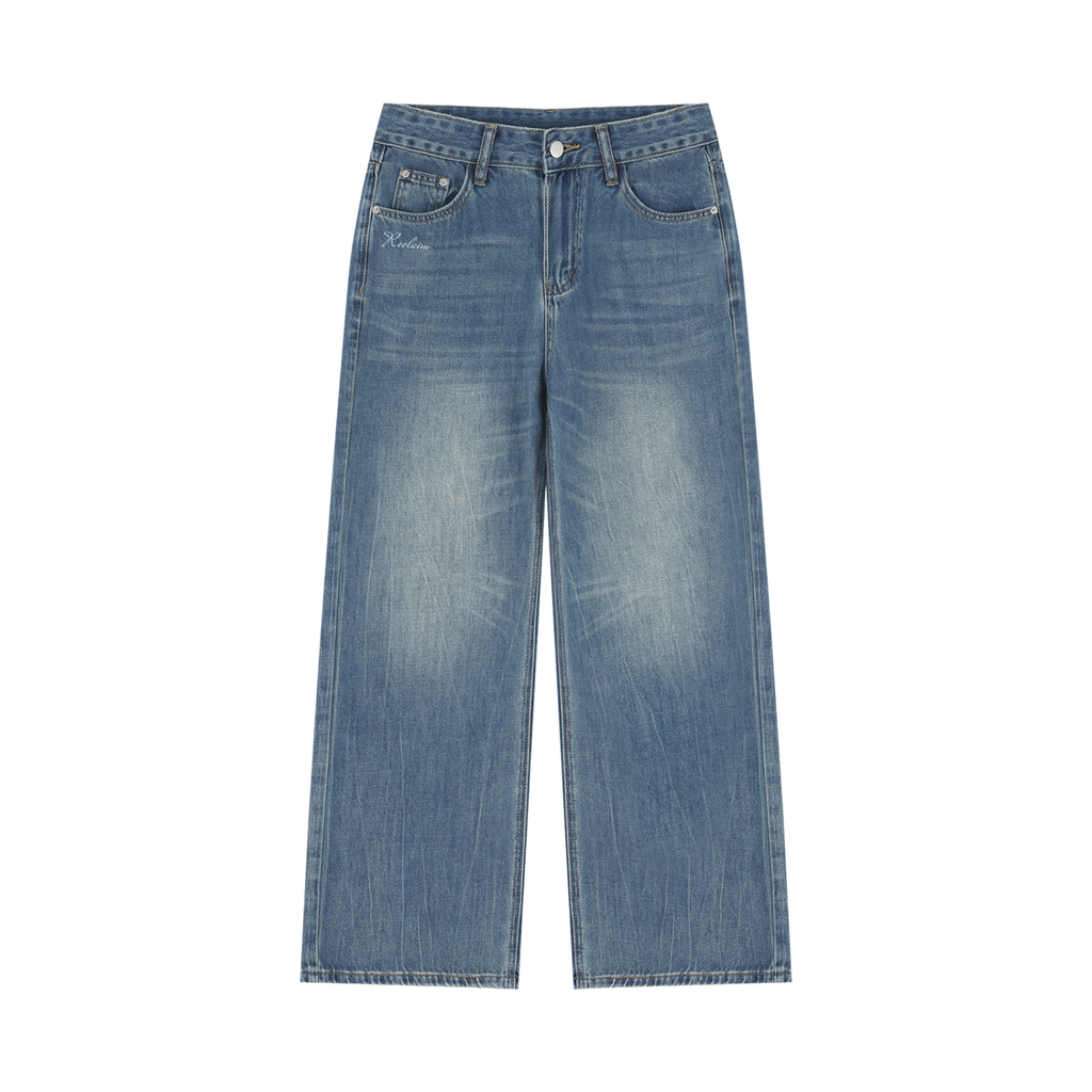 Vintage Wash Wide Jeans