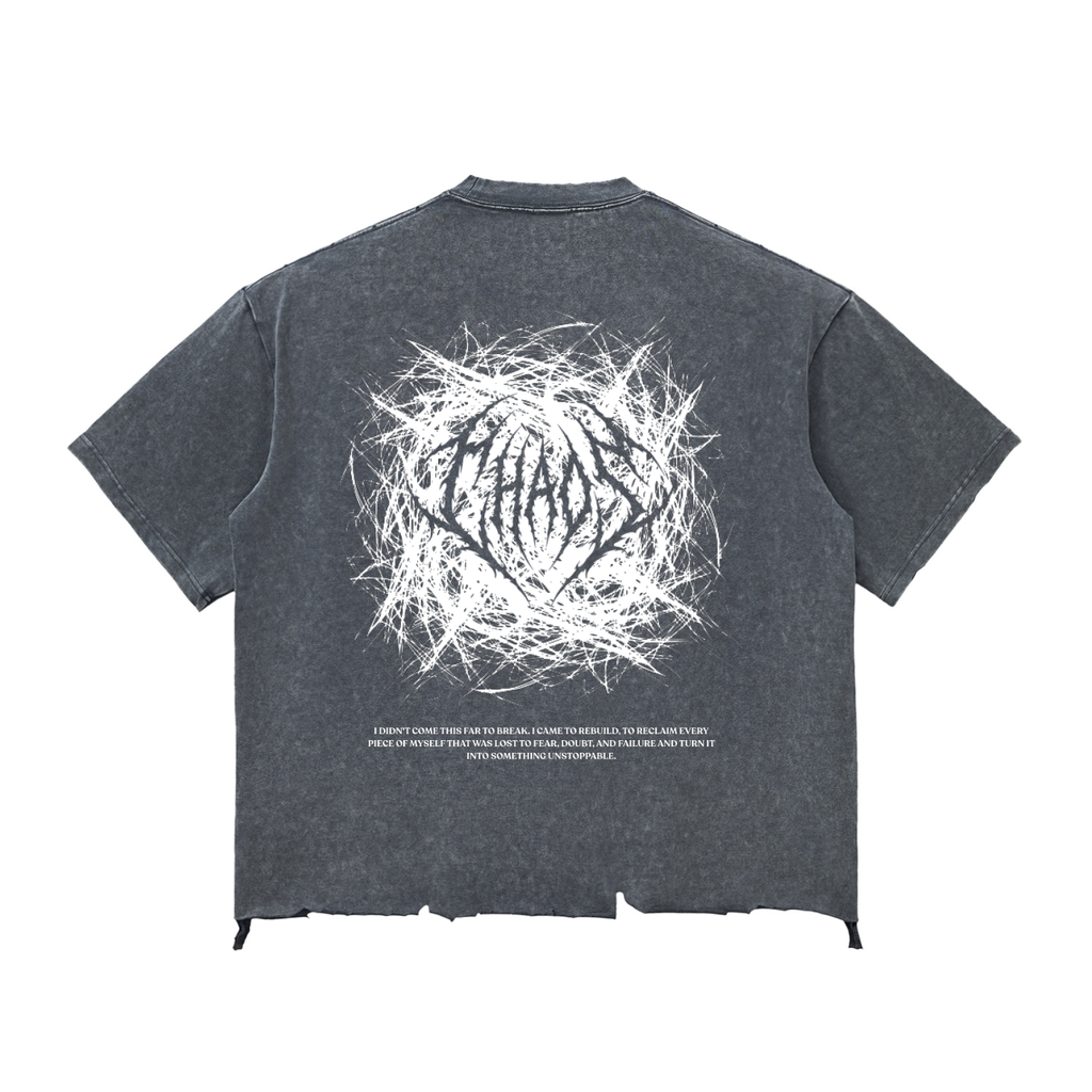 Chaos Snow Wash Boxy Shirt Grey (Ripped)