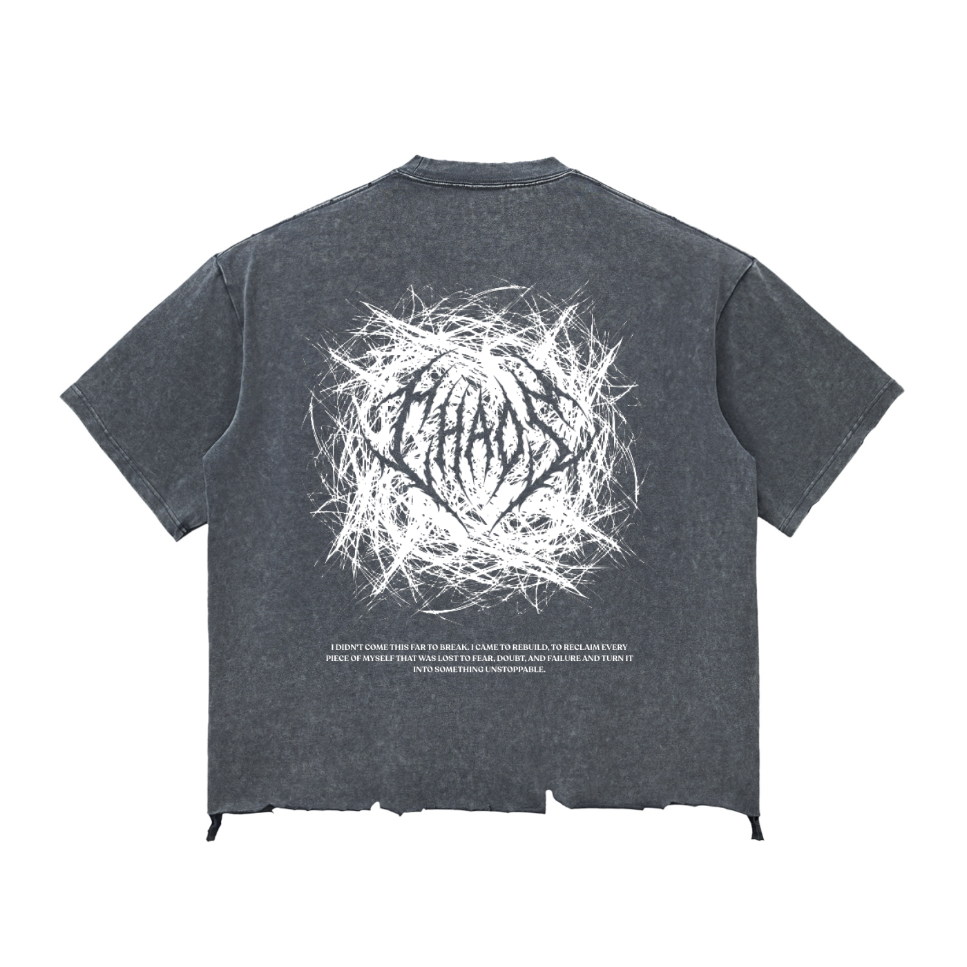 Chaos Snow Wash Boxy Shirt Grey (Ripped)