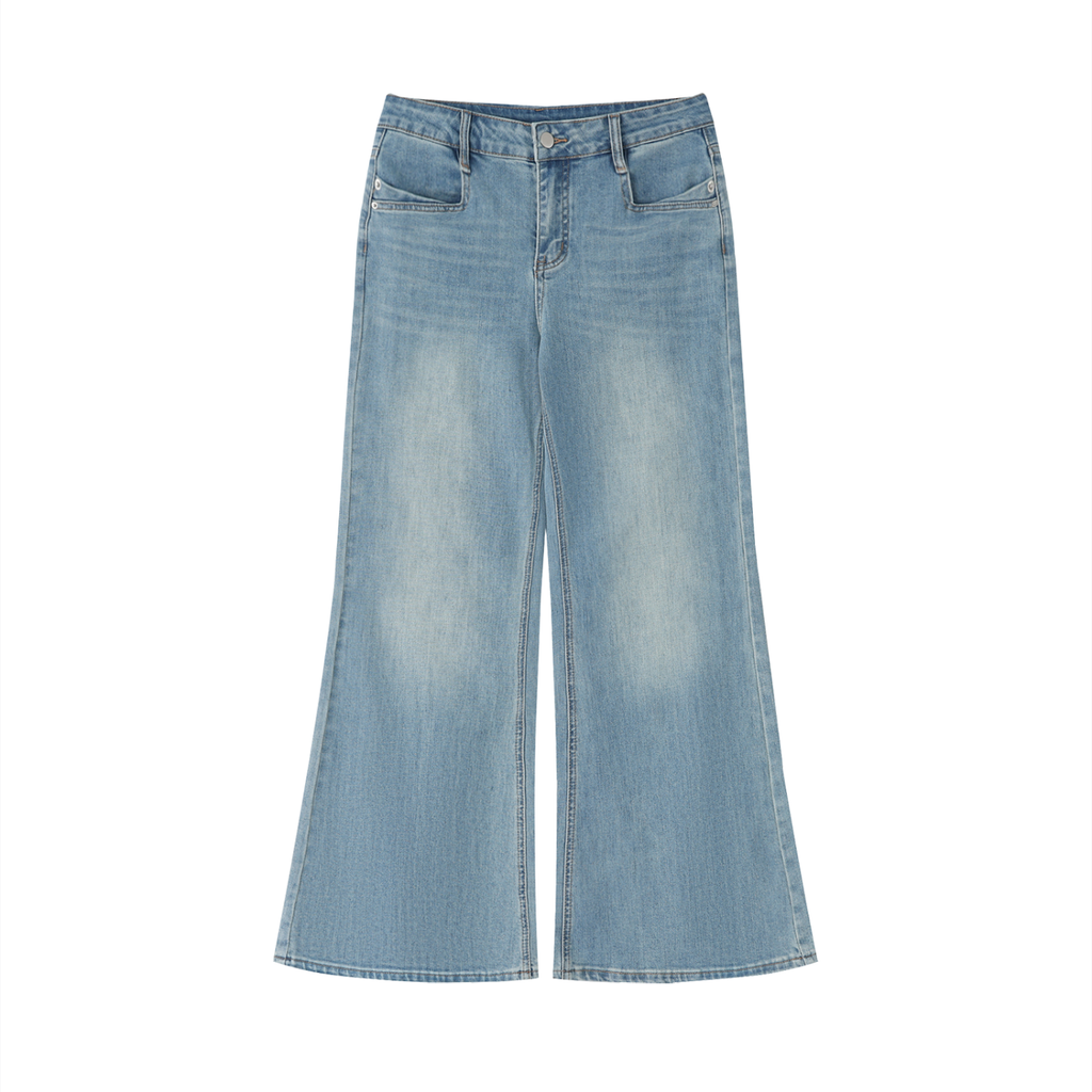 Vintage Wash Flared Leg Jeans