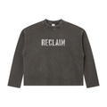 280GSM Men's Vintage Snow-Wash Boxy Waffle Long-Sleeve T-Shirt Charcoal Gray