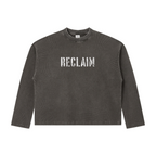 280GSM Men's Vintage Snow-Wash Boxy Waffle Long-Sleeve T-Shirt Charcoal Gray