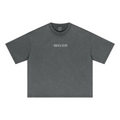 285GSM Unisex Boxy-Fit Distressed Fried-Color Snow-Wash Loose T-shirt Vintage Dark Gray