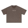 285GSM Unisex Boxy-Fit Distressed Fried-Color Snow-Wash Loose T-shirt Vintage Brown