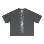 285GSM Unisex Boxy-Fit Distressed Fried-Color Snow-Wash Loose T-shirt Vintage Dark Gray