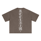 285GSM Unisex Boxy-Fit Distressed Fried-Color Snow-Wash Loose T-shirt Vintage Brown