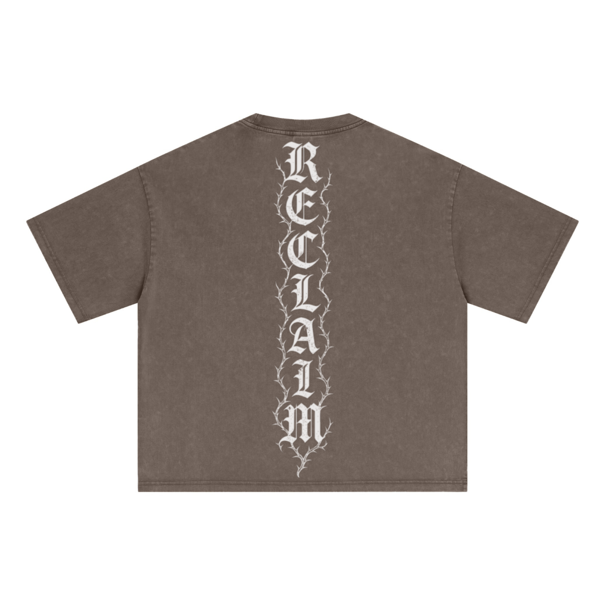 285GSM Unisex Boxy-Fit Distressed Fried-Color Snow-Wash Loose T-shirt Vintage Brown